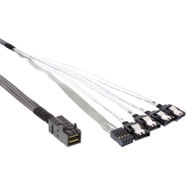 InLine® Mini SAS HD Cable SFF-8643 to 4x SATA + Sideband 0.5m