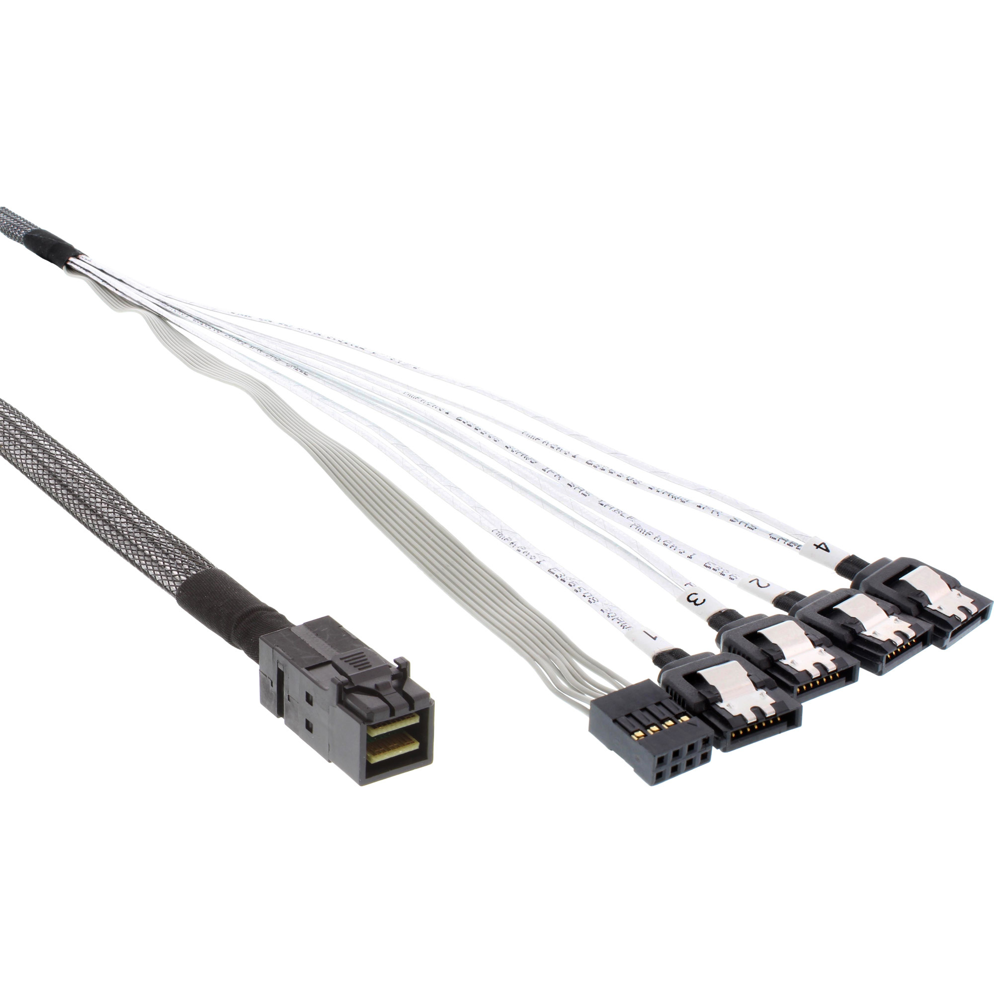 InLine Mini SAS HD, 0.5m. Snoerlengte: 0,5 m, Aansluiting 1: SATA, Aansluiting 2: 4 x SATA