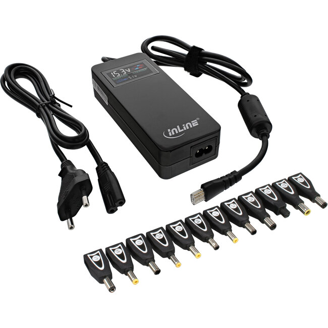 InLine® Power Supply Notebook Adapter 90W + USB 100-240V + 12 tips