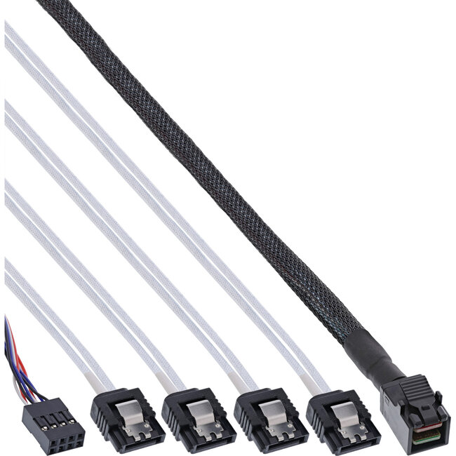 InLine® Mini SAS HD Cable SFF-8643 to 4x SATA + Sideband 1m