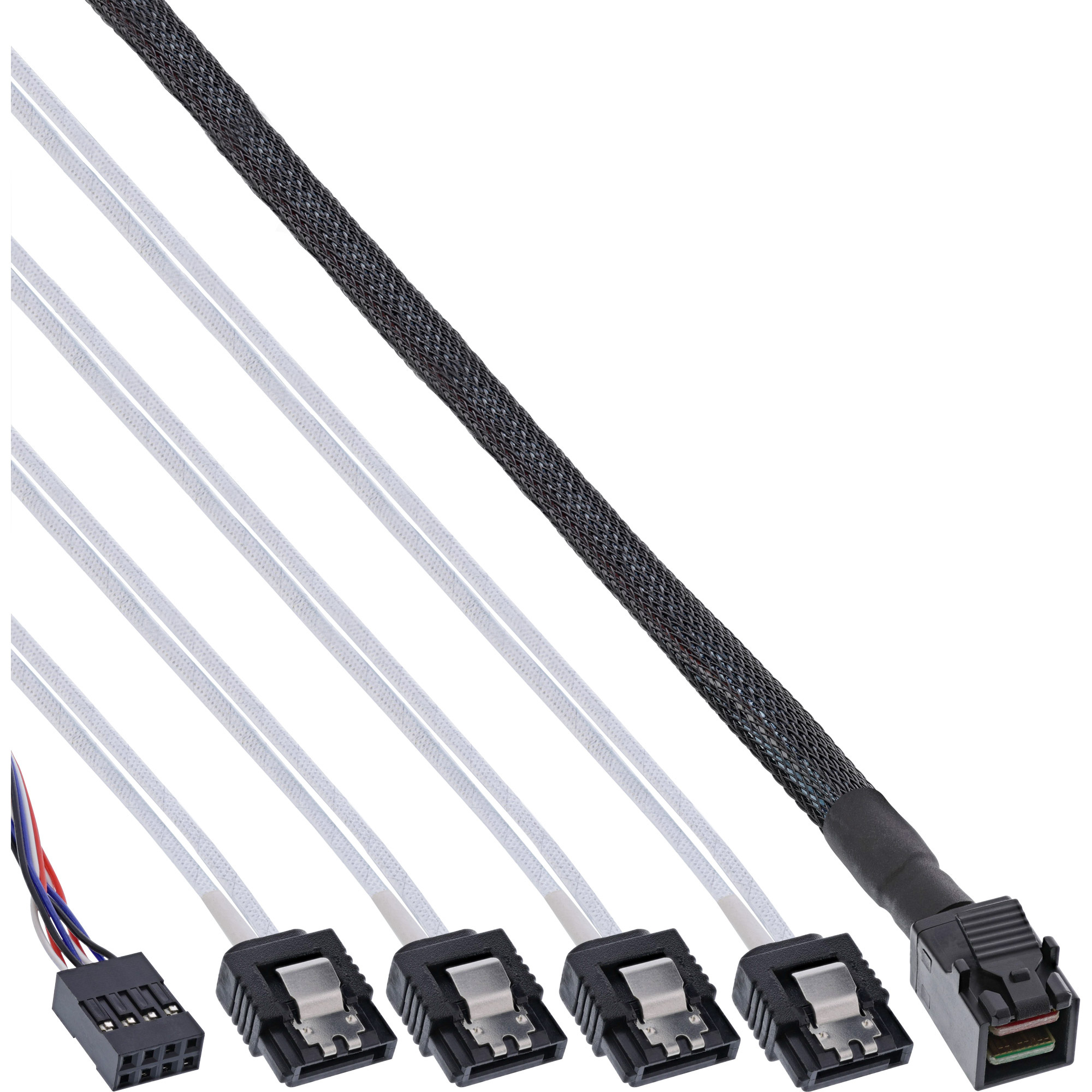 InLine Mini SAS HD 1.0m. Snoerlengte: 1 m, Aansluiting 1: SATA, Aansluiting 2: 4 x SATA