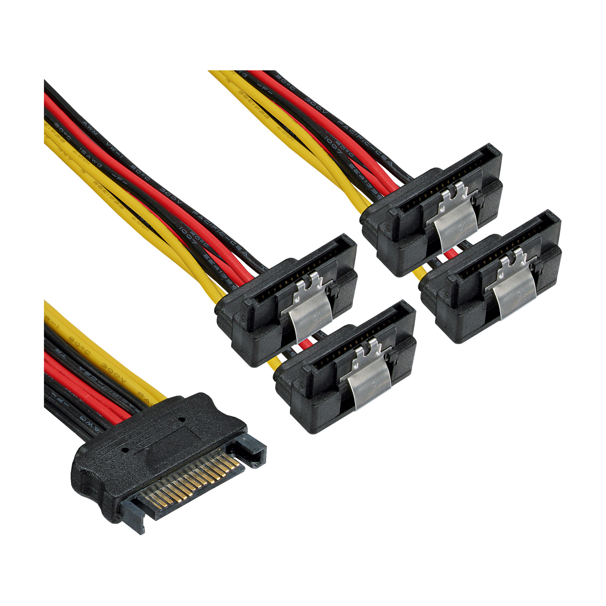 InLine 29683X. Snoerlengte: 0,3 m, Aansluiting 1: SATA 15-pin, Aansluiting 2: 4 x SATA