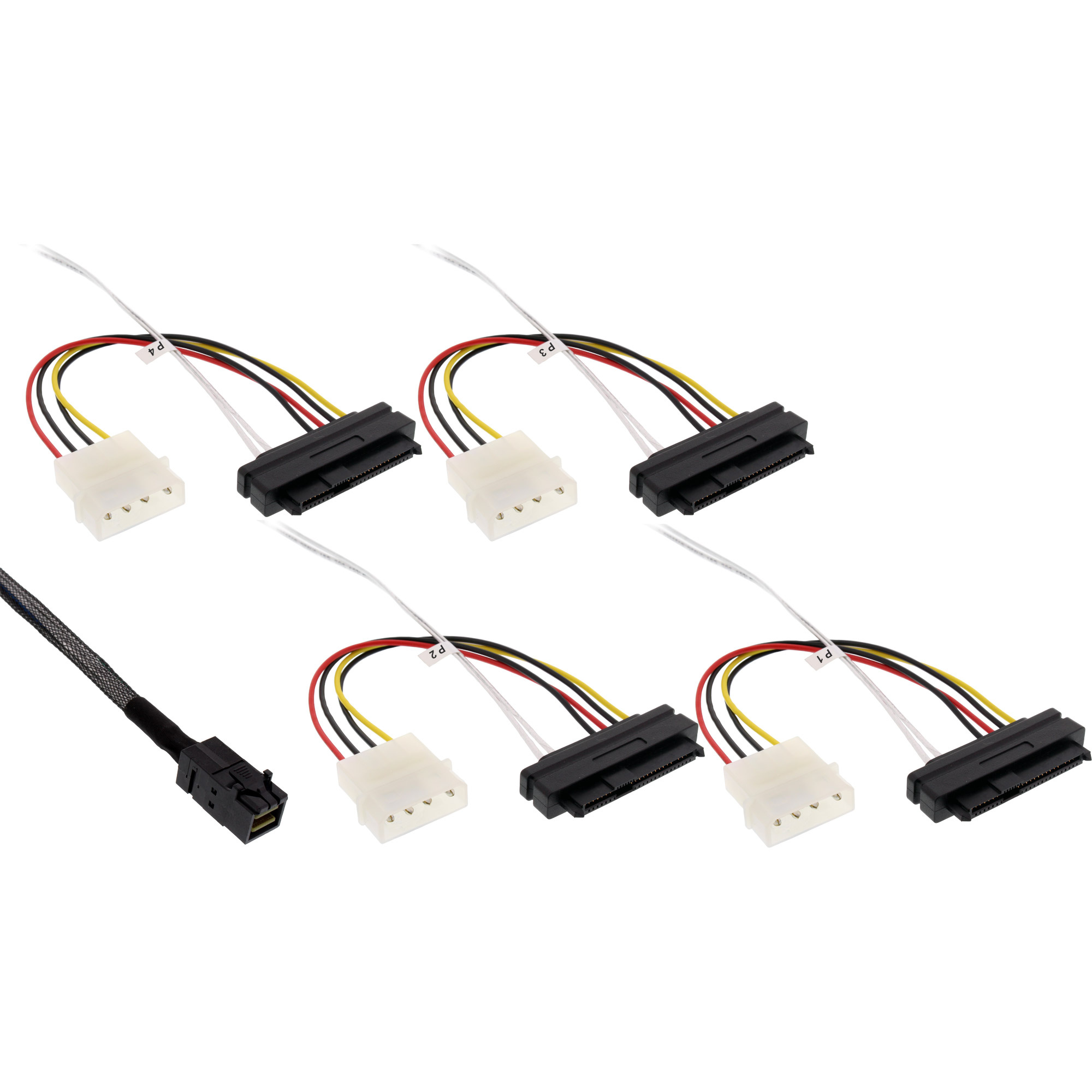 InLine Mini SAS HD 0.5m. Snoerlengte: 0,5 m, Aansluiting 1: SFF-8482, Aansluiting 2: 4 x SFF-8482&Power