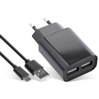 InLine® InLine® USB DUO+ Set, Power Adapter 2 Port + Micro-USB cable, 100-240VAC to 5V / 2.1A black