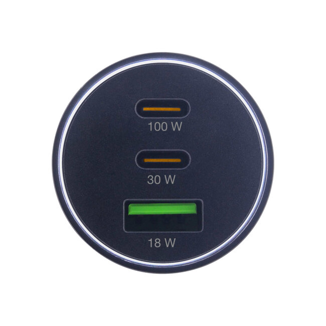 InLine® USB car power adapter Power Delivery, 2x USB-C + QC USB-A, black, max. 100W