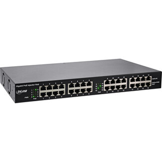 InLine® InLine® PoE+ Gigabit Network Injector Hub 16 Port (16x PoE+), 1Gb/s, 19" 1U (brackets included), metal, 2 fans