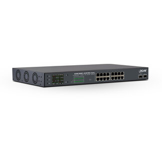 InLine® InLine® PoE++ Gigabit Network Switch 16 Port, 1Gb/s, 2x SFP, 48,26cm (19" 1U, brackets incl.), Metal, fan control, w/display, password protection, 300