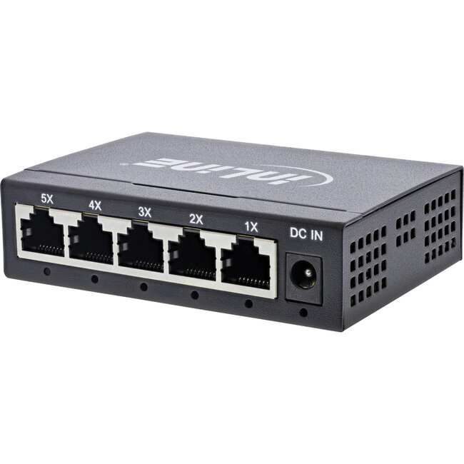 InLine® Gigabit Network Switch 5-port, 1Gb/s, Desktop, metal case, fanless