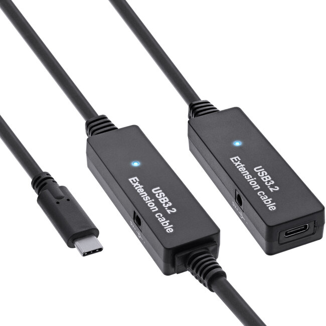 InLine® USB 3.2 Gen.1 active extension, USB-C male to USB-C female, 15m