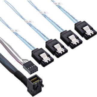 InLine® InLine® Mini SAS HD Cable SFF-8643 angled to 4x SATA + Sideband 1m