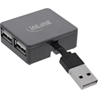 InLine® InLine® USB 2.0 4-Port Hub, USB-A male to 4x USB-A female, black, 4cm, slim design