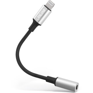 InLine® InLine® Lightning Audio Adapter Cable, for iPad, iPhone, iPod, silver/black, 0.1m MFi-Certified