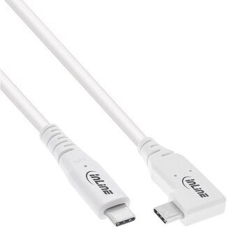 InLine® InLine® USB4 cable, USB Type-C, one side angled, PD 240W, 8K60Hz, TPE white, 1m