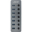 InLine® USB 3.2 Gen.1 hub, 7-port, with switch, aluminium, grey, with power supply unit