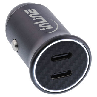 InLine® InLine® USB car charger power-adapter power delivery, 2x USB Type-C, black