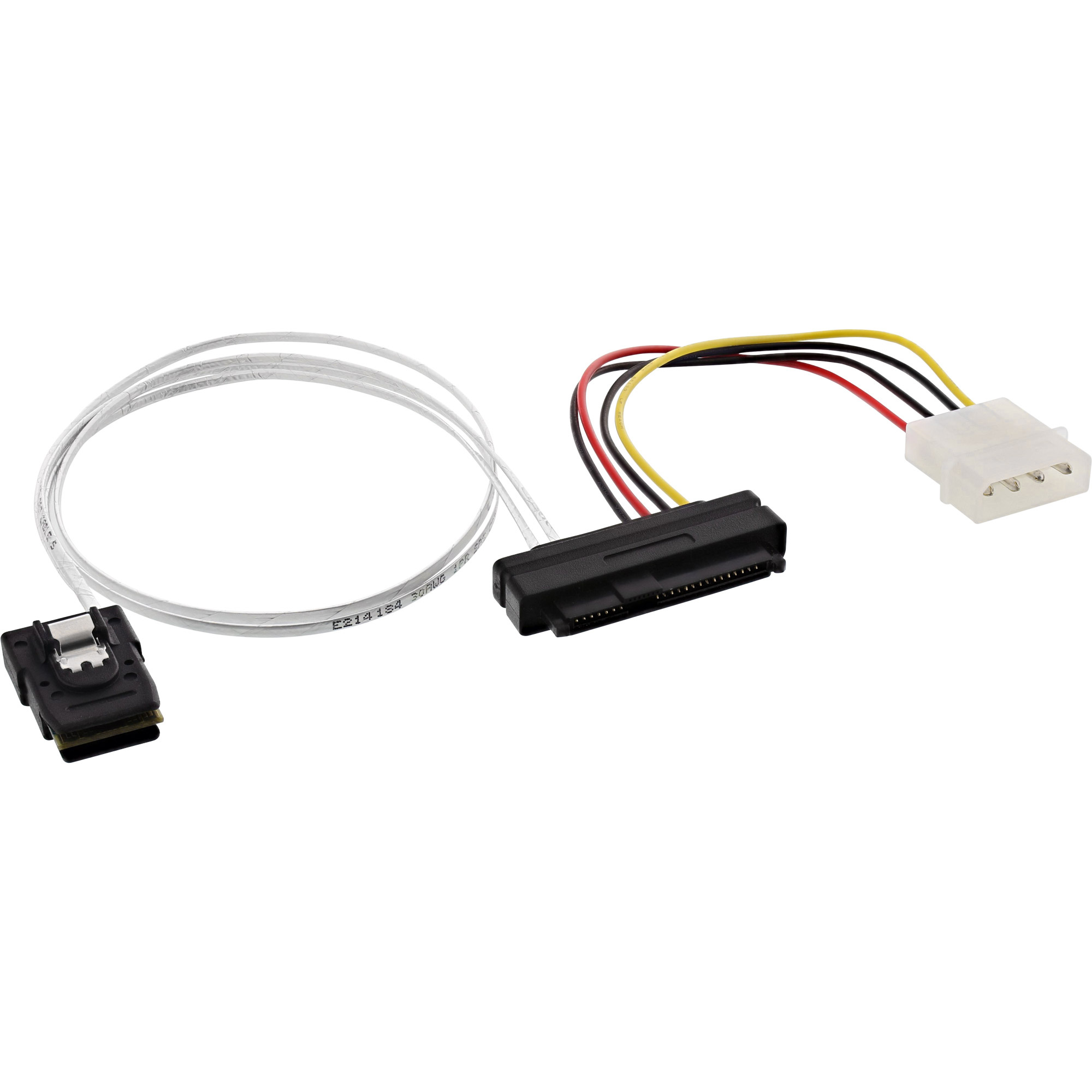InLine 0.5m Mini SAS SFF-8087/SAS SFF-8482 + 5,25". Snoerlengte: 0,5 m, Aansluiting 1: Mini SAS SFF-8087 male, Aansluiting 2: SFF-8482"