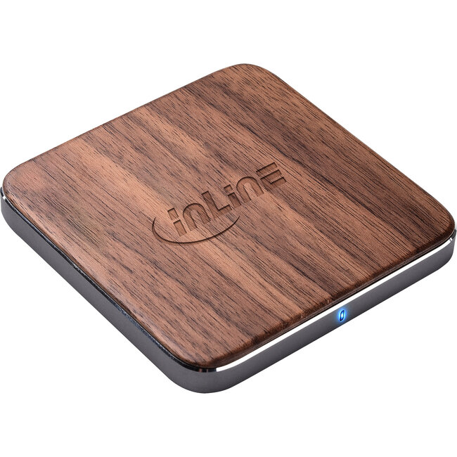 InLine® Qi woodcharge, Smartphone wireless fast charger, 5/7,5/10W