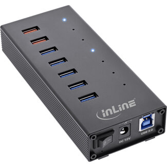 InLine® InLine® USB 3.2 Gen.1 7 Port Hub Aluminium Case with 2.5A Power Supply black