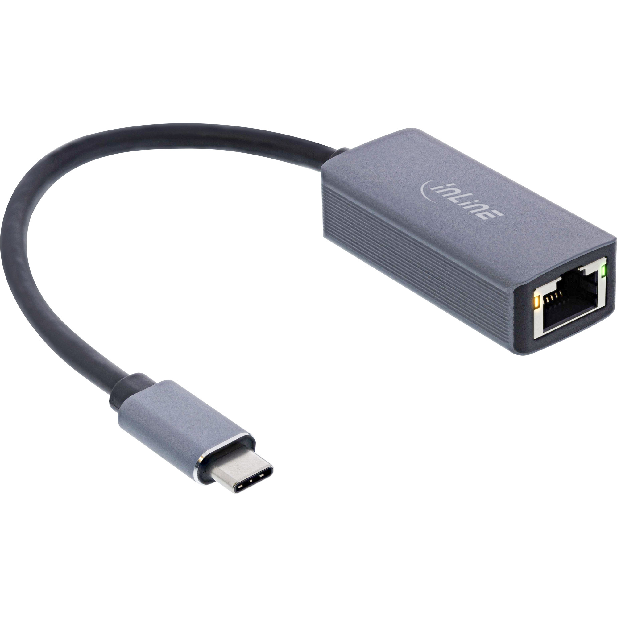 USB-C (m) naar RJ45 (v) Gigabit Ethernet Adapter - 0,15 meter - Grijs
