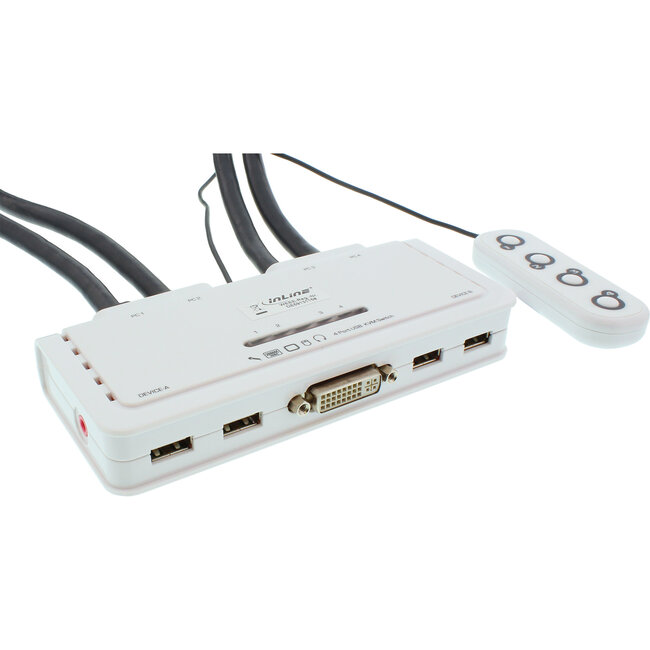 InLine® KVM Switch 4 Port DVI-D + USB + Audio incl. 2 Cable Sets