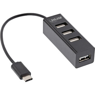 InLine® InLine® USB 2.0, 4-Port Hub, USB-C male to 4x USB-A female, black, 15cm, slim design