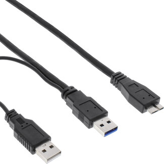 InLine® InLine® USB 3.0 Y-Cable 2x Type A male to Micro B male black 1.5m