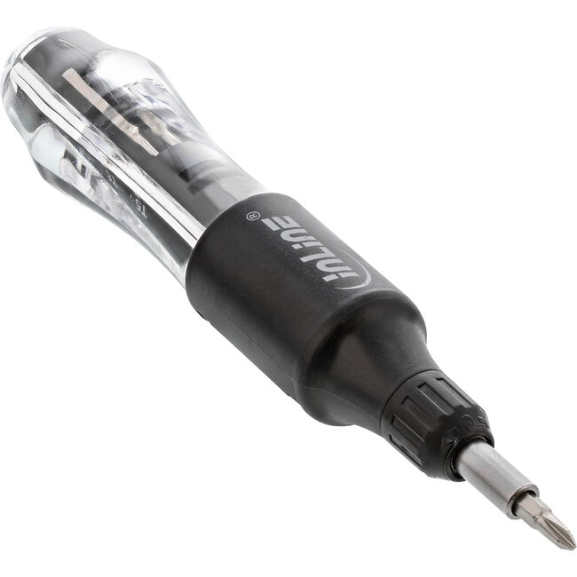 InLine® Ratchet screwdriver 10in1 mini, with Bit quick change system and magnetic bit holder