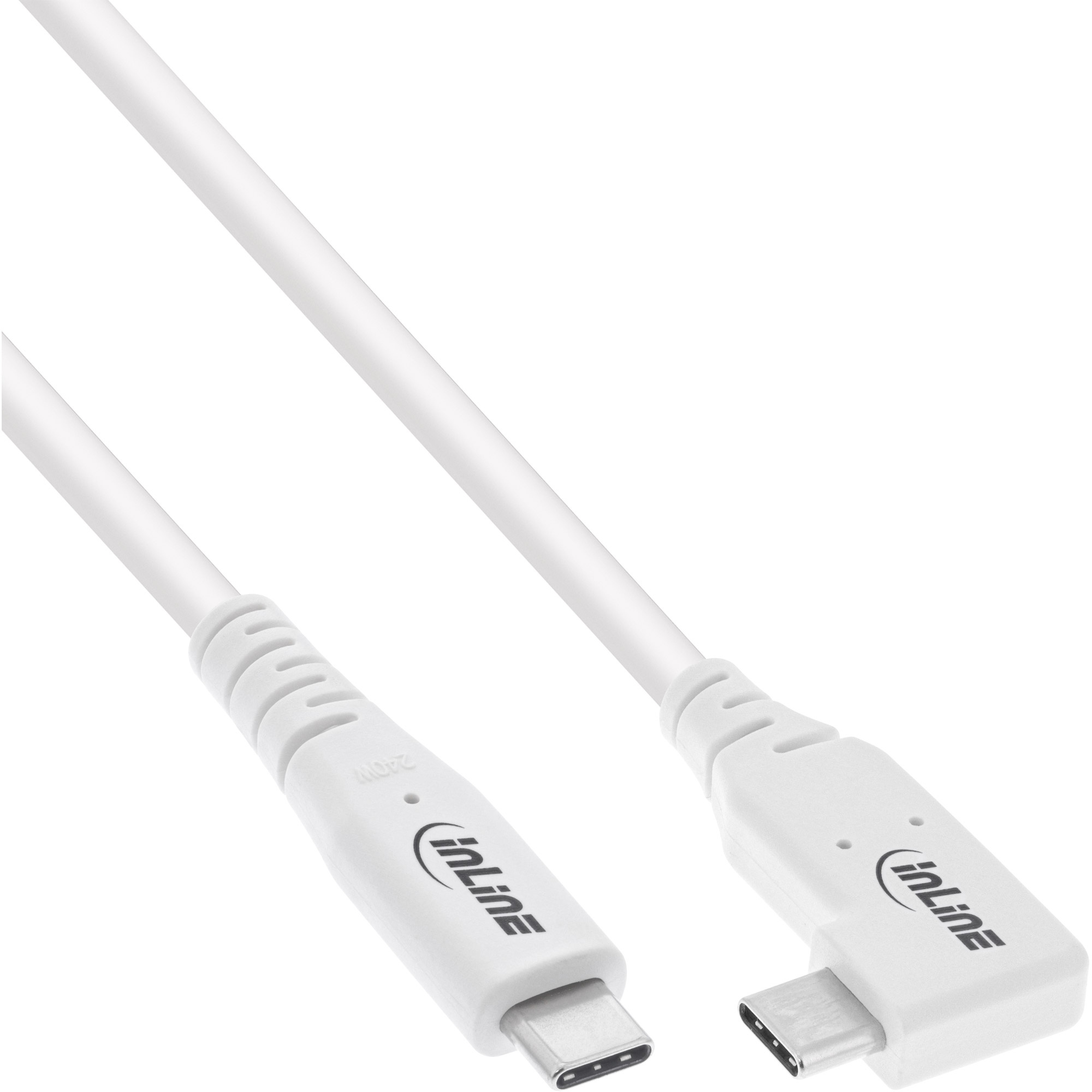 InLine USB-C Kabel - USB4 - Een kant haaks - 240W PD - 0,5 meter - Wit