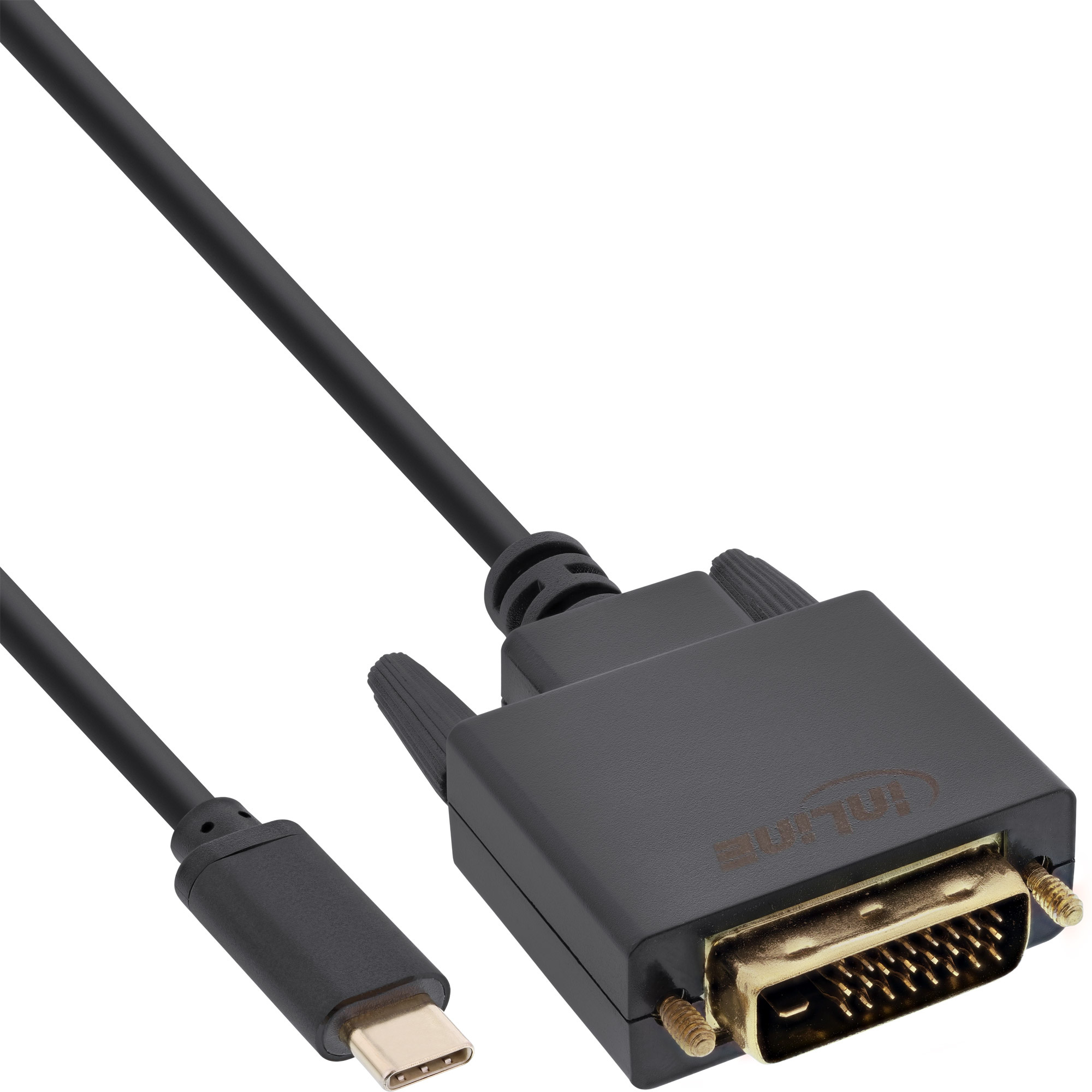 InLine 64131. Snoerlengte: 1 m, Aansluiting 1: USB Type-C, Aansluiting 2: DVI-D. Kleur kabel: Zwart