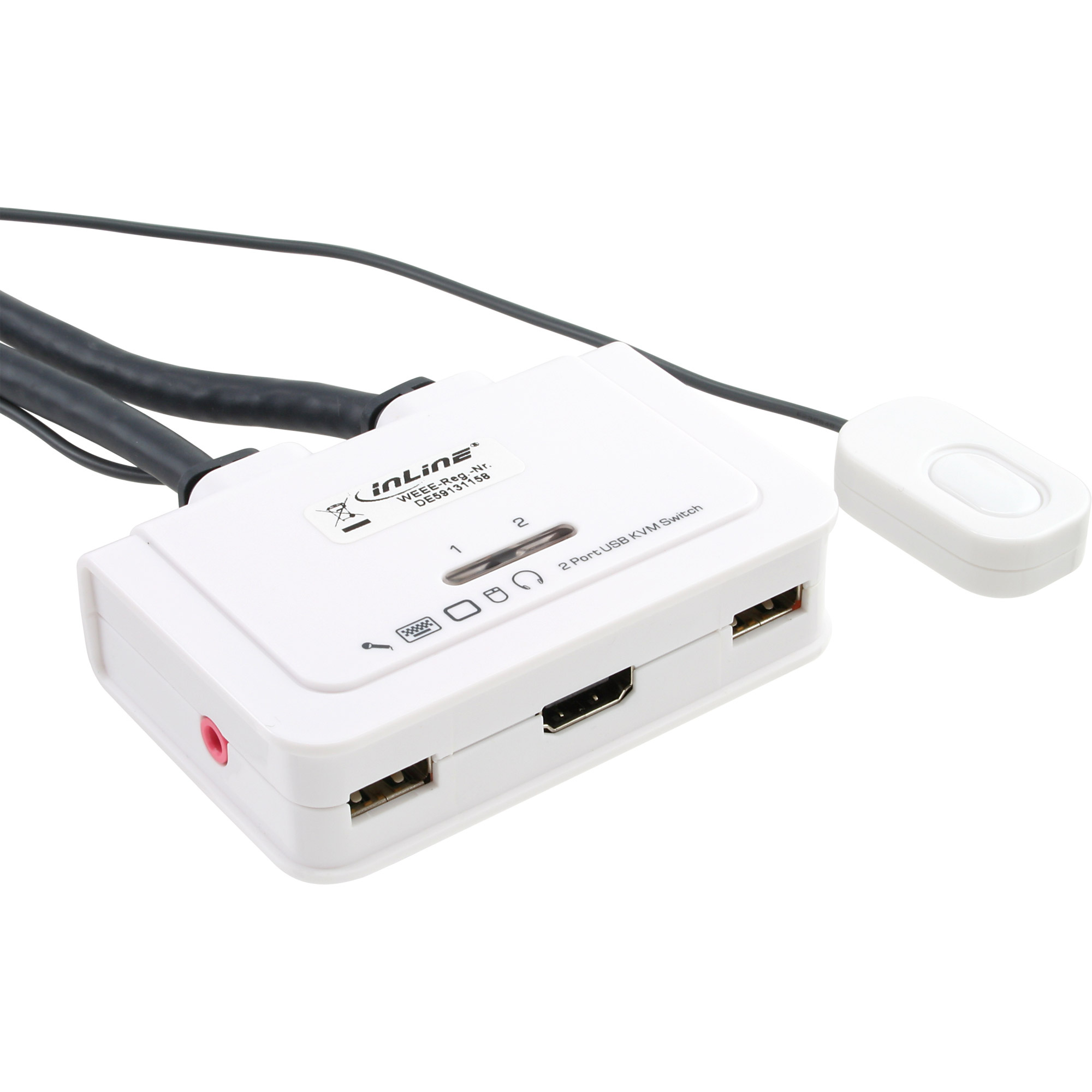 InLine 62612I. Aansluiting toetsenbord: USB, Aansluiting muis: USB, Aansluiting video: HDMI. Maximum resolutie: 1920 x 1080 Pixels. Kleur van het product: Zwart, Wit, Snoerlengte: