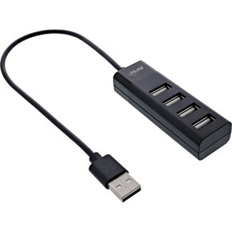 InLine® InLine® USB 2.0 4-Port Hub, Type-A male to 4x Type-A female, black, 30cm, slim design