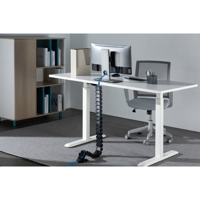 InLine® Cable duct flexible for height-adjustable desks, 4 compartments, 68x36mm max. 1.28m, black