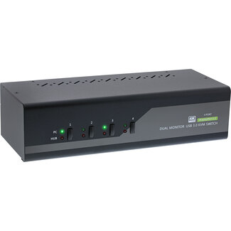 InLine® InLine® Desktop KVM Switch, 4-port, Dual Monitor DisplayPort 1.2, 4K, USB 3.0, Audio