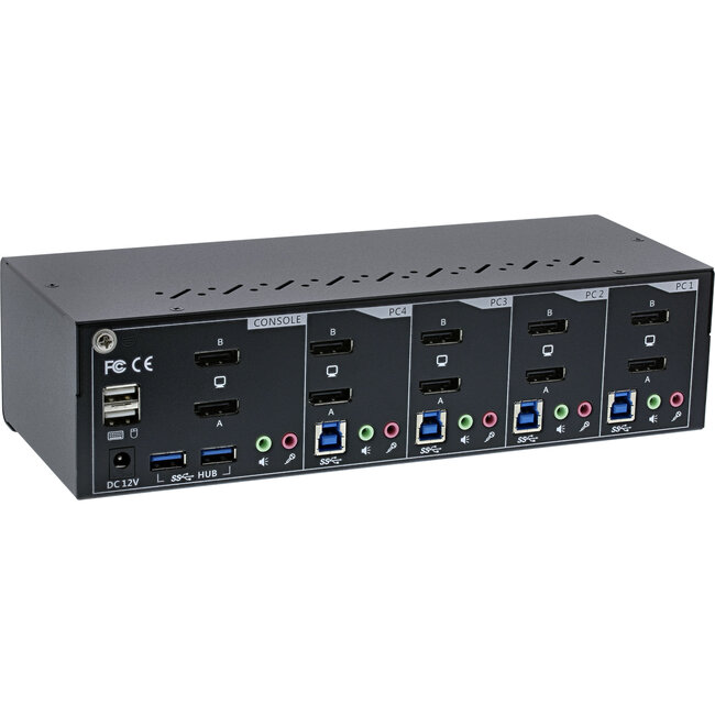 InLine® Desktop KVM Switch, 4-port, Dual Monitor DisplayPort 1.2, 4K, USB 3.0, Audio