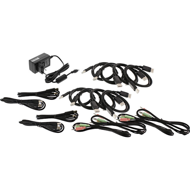 InLine® Desktop KVM Switch, 4-port, Dual Monitor DisplayPort 1.2, 4K, USB 3.0, Audio