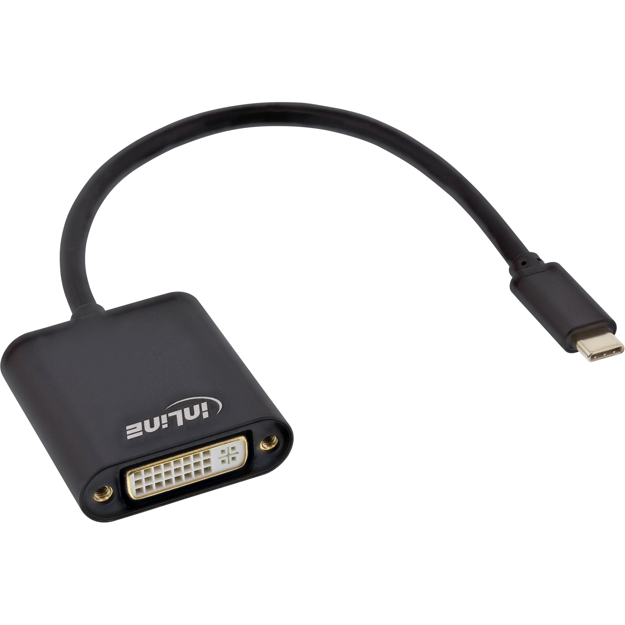 InLine 64103B. Snoerlengte: 0,2 m, Aansluiting 1: USB Type-C, Aansluiting 2: DVI-D