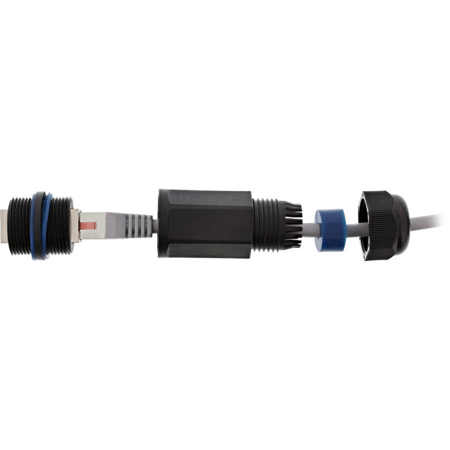 InLine® Cat.6 coupling, waterproof IP67, 2x RJ45 F/F, 1:1