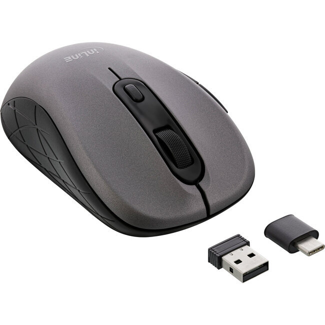 InLine® Mouse 3-in-1, Bluetooth + 2x 2.4GHz, 5 buttons, optical, grey/black