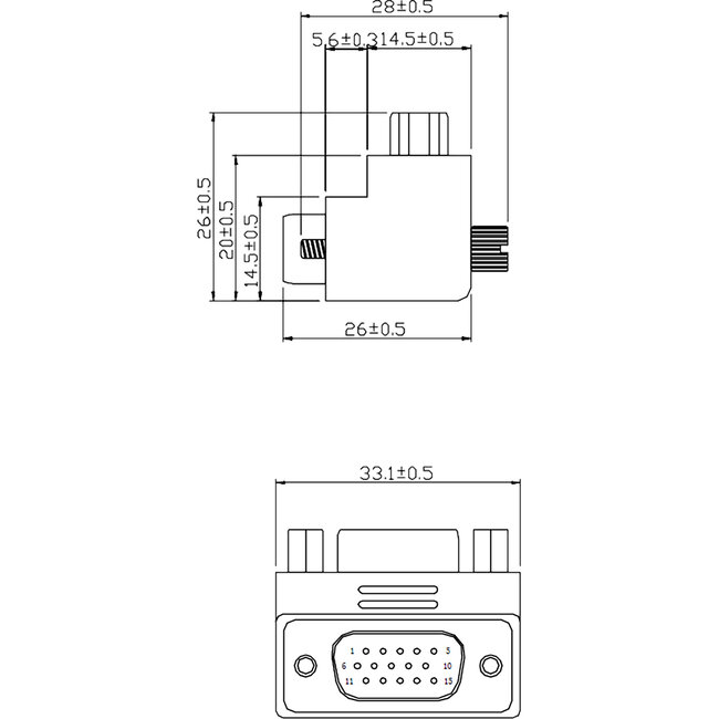 InLine® VGA Adapter 90° 15 Pin male to female