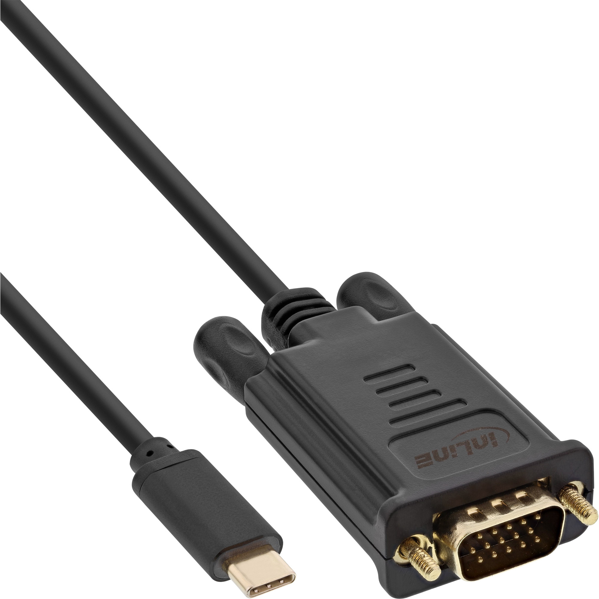 InLine 64142. Snoerlengte: 2 m, Aansluiting 1: USB Type-C, Aansluiting 2: VGA (D-Sub). Kleur kabel: Zwart