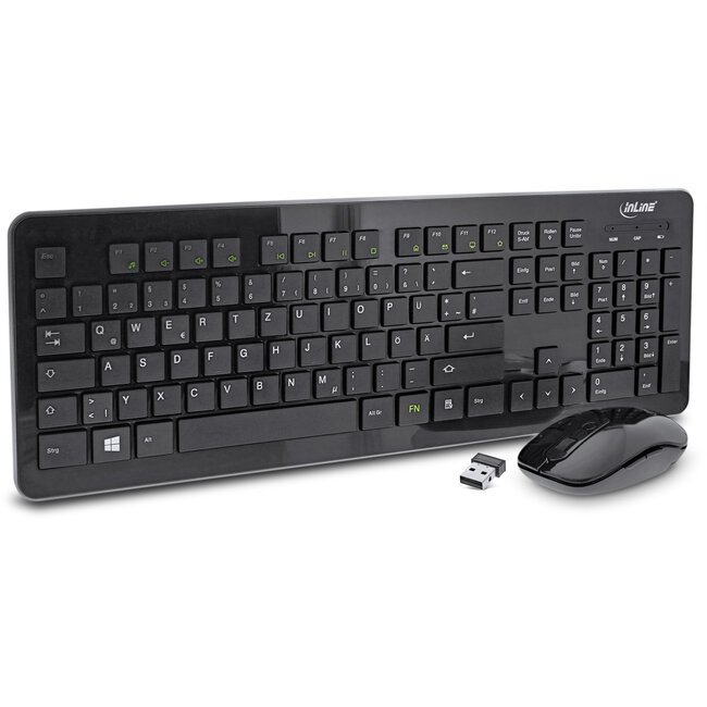 InLine® Keyboard & Mouse Set USB 2.4G wireless German Layout max. 1600dpi black