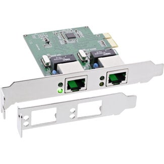 InLine® InLine® Dual Gigabit Network Interface Card, PCI Express, 2x 1Gb/s, PCIe x1, incl. low-profile slot bracket