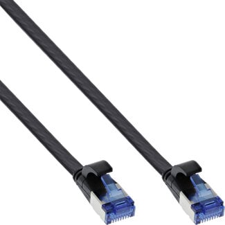 InLine® InLine® Flat patch cable, U/FTP, Cat.6A, TPE halogen free, black, 5m