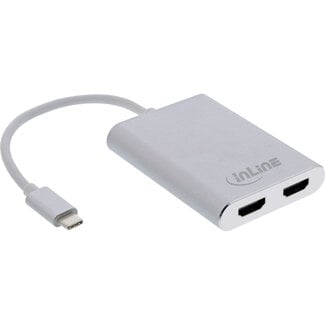 InLine® InLine® USB Dual Display Converter, USB Type-C to 2x HDMI socket (DP Alt Mode), 4K, white, 0.1m