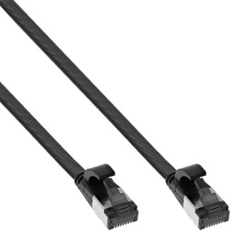 InLine® InLine® Flat patch cable, U/FTP, Cat.8.1, TPE halogen free, black, 0,3m