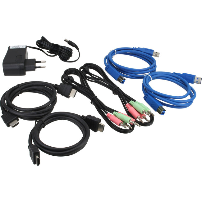 InLine® KVM Desktop Switch 2 Port HDMI USB 3.0 Hub mit Audio