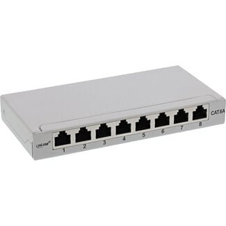 InLine® InLine® Patch panel Cat.6A 0.5U 8-port, table/wall mounting, light grey, RAL7035