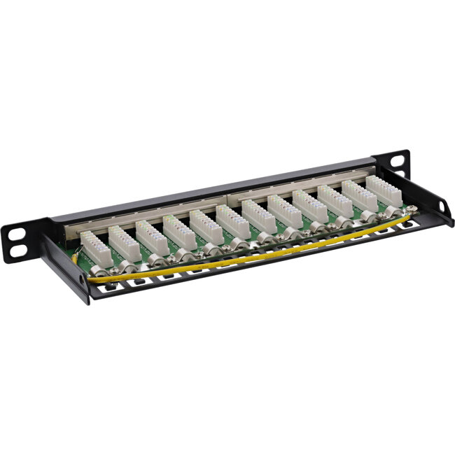 InLine® 10" Patch panel Cat.6A 0.5U 12-port, black RAL9005