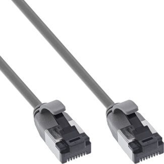 InLine® InLine® Patch cable slim, U/FTP, Cat.8.1, TPE halogen-free, grey 0.25m