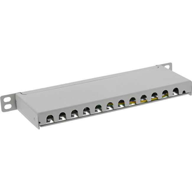 InLine® 10" Patch panel Cat.6A 0.5U 12-port, light grey, RAL7035